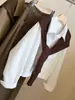 Camisa de manga larga con bloques de color estilo coreano para mujer, nueva colección de otoño, corte relajado, talla petite, elegante y versátil, top corto