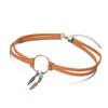 Nuevo collar gargantilla vintage europeo y americano colgante de hoja de bronce antiguo anillo geométrico de cuero cadena para clavícula