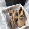 Zapatos Mocasines Negros de Tacón Grueso con Textura Estilo Británico para Mujer con Tacones Altos y un Look Sofisticado, Nuevo Estilo Primavera 2026