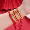 Pulseira de Fio Vermelho Tendência Nacional para o Ano do Cavalo com Moedas de Cobre, Pulseira Atratora de Riqueza e Giradora de Sorte, Acessórios para Presente de Feriado Atacado