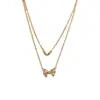 Collar Cruzado Europeo y Americano Personalizado de Metal con Forma de Corazón y Lazo, Cadena para Clavícula Elegante, Sencilla y de Diseño