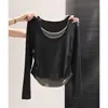 Camiseta Térmica de Mujer Talla Grande Falsa de Dos Piezas con Mangas Largas y Diseño Elegante, Nuevo Top Ajustado Otoño/Invierno que Disimula la Figura