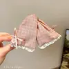 Pinza para el pelo triangular de encaje a cuadros estilo coreano para mujer, Pasador de primavera y verano para recogidos en la parte trasera de la cabeza, Pinza para el pelo dulce y versátil