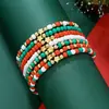 Set de Pulseras de Cuentas Navideñas, Pulseras Elásticas de Letras de Colores, Pulseras con Atmósfera Festiva Roja y Verde, Envío Directo de Una Pieza