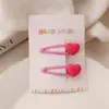 Par de Presilhas de Cabelo Rosa Menina Amor BB Grampo de Cabelo Grampo de Cabelo Doce Grampo de Cabelo Lateral Franja Quebrada Acessórios de Cabelo