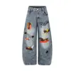 Magic Bear 2026 Novo Streetwear Americano Leve Jeans com Bordado Pesado Perna Reta Perna Sabre Perna Solta Perna Larga Calças