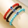 Conjunto de Pulseiras Olho de Diabo Item Popular Cruzado Acessórios de Liga com Strass Europeus e Americanos Corda de Mão Trançada Ajustável com Contas de Cristal