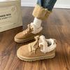 Koala do Tio Wen ~ Novas Botas de Neve Quentes com Forro de Fleece Antiderrapante, Botas Curtas de Couro Genuíno, Sapatos de Algodão para Mulheres, Engrossadas e Quentes