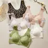 Sutiã de mãe estilo chinês com estampa na frente e fecho frontal, sustentação sem costura, suporte macio em gel de gelatina, push-up, roupa íntima sem fio para dormir