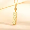 Collar de Plata de Ley S925 Atrae Fortuna de Cristal de Hielo para Mujer con Mensaje Auspicioso, Colgante Sellado Brillante, Cadena para Clavícula, Nuevo Estilo Chino
