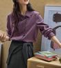 Solighter Camisa Irregular de Pana Retro Francesa para Mujer Otoño 2024 Nuevo Top con Sentido del Diseño