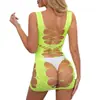 Lencería Erótica Transfronteriza Estilo Europeo y Americano Falda Corta Ajustada al Cuerpo Atractiva Sexy Uniforme de Mujer Burlón Conjunto de Pijama Talla Grande 2050