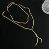 Joias Europeias e Americanas Transfronteiriças, Estilo Metalizado Moderno, Corrente Longa Trançada Estilo Osso de Cobra com Franja Personalizada, Colar de Aço Titânio, Corrente de Clavícula Feminina
