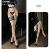 Meias Qianai Sexy Peça Única com Suspensórios de Renda, Ultrafinas, Sexy, Transparentes e Tentadoras, Bumbum Aberto e Exposto Sem Tirar