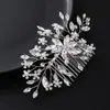 Accesorios para el Cabello de Novia Transfronterizos, Peine para el Cabello de Perlas y Pedrería, Peine Invertido Hecho a Mano, Accesorio para el Cabello para Sesión de Fotos Estilo Antiguo, Peine de Cristal para el Cabello