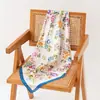 Nuevo Pañuelo de Seda Transfronterizo de Comercio Exterior, Pañuelo de Atmósfera Estilo Coreano, Pañuelo Cuadrado Ligero Estampado para Primavera y Verano, Accesorio para la Cabeza