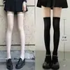 Meias 3/4 de seda branca tubo alto jk meias meias de verão meias cano alto femininas meias finas primavera e outono branco panturrilha