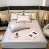 Set de Tres Piezas de Colchoneta de Seda de Hielo con Estampado Digital Clase A Verano Engrosado Antibacterial Lavable Lujo Ligero Sombrero de Cama Colchoneta para Aire Acondicionado