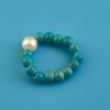 Anillo de pulsera para mujer, dorado, plateado, con cuentas redondas, ABS, imitación de perla, turquesa, cuentas de cristal, anillo al por mayor