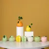 Jarrón pequeño de cerámica creativo con forma de planta hidropónica, color verde, rosa, cobre, dinero, hierba, flor, adorno decorativo para escritorio de sala de estar.