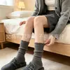 Calcetines de lana con encaje blanco, calcetines de media pantorrilla para mujer, calcetines de algodón para otoño e invierno, cálidos y gruesos, adecuados para usar con sandalias Birkenstock, calcetines largos
