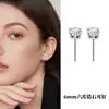 Aretes de Tachuela S999 de Plata Pura con Cuatro Garras y Circonita para Mujer, Estilo Simple, Tachuelas Versátiles para Cartílago, No Necesitan Quitarse para Dormir, Cuidado de Perforaciones, Aretes de Plata Pura