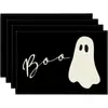 Manteles individuales de Halloween con gatos negros, cabezas de calabaza y fantasmas, manteles decorativos de mesa de Halloween, disponibles para dropshipping en Xiyin y Temu