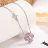 Collar de Trébol de Cuatro Hojas de la Suerte con Diamantes Completos para Mujer, Lujo Ligero, Gama Alta, Cadena para Clavícula de Flor de Nicho, Joyería de Regalo para Mujer