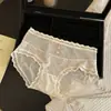 Ins Puffs BOB# Panties de Encaje Japonés para Niñas Onda Sexy Transpirables Algodón Entrepierna Calzones de Cintura Media para Mujer