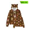 Sudadera con capucha 3D de orejas de gato largas, suéter con capucha de dibujos animados, primavera y otoño, relajado, oso Rilakkuma, ropa de mujer