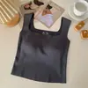 Verano Súper Caliente Popular en Internet Cuello Cuadrado Seda de Hielo Espalda Bonita Camisola Chaleco Ropa Interior Básica Exterior Top Corto con Almohadilla en el Pecho para Mujer