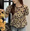 Blusa vintage floral de manga corta talla grande para mujeres petite, ligera, 2026 superventas de verano, camisa babydoll holgada