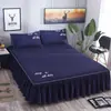 Faldón de cama estilo colcha de una pieza algodón algodón a prueba de polvo cubierta protectora 1.5m 1.8 metros sábana ajustable sábana de cama funda de cama antideslizante