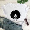 Amazon algodão puro tamanho europeu e americano feminino preto retrato africana linda camiseta feminina comércio exterior gola redonda manga curta em estoque