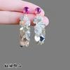 Aretes de Borla de Lentejuelas de Corazón Plateado, Femeninos, de Alta Gama, Estilo Cool, Aretes de Doble Uso, Aretes Únicos para Rostros Cuadrados y Redondos