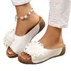 Nuevas Chanclas de Plataforma con Cuña de Tela Floral de Comercio Exterior para Mujer Sandalias Gruesas para Playa al Aire Libre Transfronterizas wish