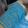 Cristal natural 2MM relleno de pegamento turquesa azul superficie de corte cuentas sueltas turquesa productos semiacabados pulsera de cadena larga con cuentas