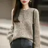 Cárdigan de punto floral para mujer, nuevo abrigo de lana gruesa trenzada de cachemir y lana para otoño e invierno, moderno