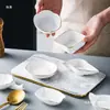 Pote Criativo para Temperos com Borda Dourada para Uso Doméstico, Pequeno Prato de Cerâmica para Molhos para Hotel, Prato Multiuso para Vinagre, Suporte para Hashi, Prato para Molho para Fondue