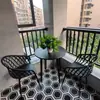 Juego pequeño de mesa y sillas redondas de acero al carbono simple para ocio en balcón, mesa de discusión, área de descanso, mesa de comedor para cafetería de té con leche al aire libre