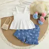Conjunto de Verão para Meninas 2026 Top de Alça Doce com Laço Shorts Frescos Conjunto de Bebê Conjunto Elegante de Duas Peças