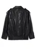 Chaqueta de Cuero Genuino 4177 Otoño Nuevo Cuero Curtido Vegetal Moderna Nostálgica Retro Silueta Holgada Chaqueta con Solapa para Mujer
