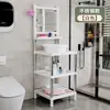 Estante de lavabo de pie para uso doméstico, estante de almacenamiento antiguo, estante de lavabo de acero inoxidable para baño, de pie, rústico, moderno