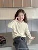 Camiseta de Manga Larga de Algodón con Capucha y Ribete de Encaje, Estilo Coreano Versátil para Niñas, Top Floral Estilo Mori