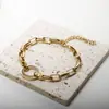 Pulsera Circular Clásica Europea y Americana Moda Viento Simple Chapado 18K Cadena Rectangular Brillante Pulsera Geométrica de Acero de Titanio Exportación