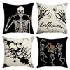 Funda de Almohada de Halloween al Por Mayor de Amazon Transfronteriza Popular Temu Lino Felpa Cuadrada Funda de Almohada Funda de Almohada Cómoda