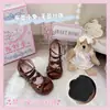 [Gatinho Fofo Fufu] Mocassins Originais de Salto Médio e Bico Arredondado Sapatos Doces Estilo Japonês Lolita Sapatos Mary Jane para Mulheres