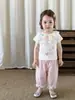 Conjunto de Ropa para Niñas, Atuendo de Verano de Manga Corta, Ropa Infantil Casual Delgada, Camiseta y Pantalones para Bebé con Cuello de Muñeca Clase A