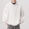 Moletom com capuz forrado de fleece bordado de peso pesado para homens e mulheres, marca da moda outonal, modelagem solta, moletom com capuz para casais