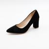 2024 primavera e verão novos sapatos casuais maduros de salto alto bico fino boca rasa sapatos femininos slip-on salto grosso comércio exterior